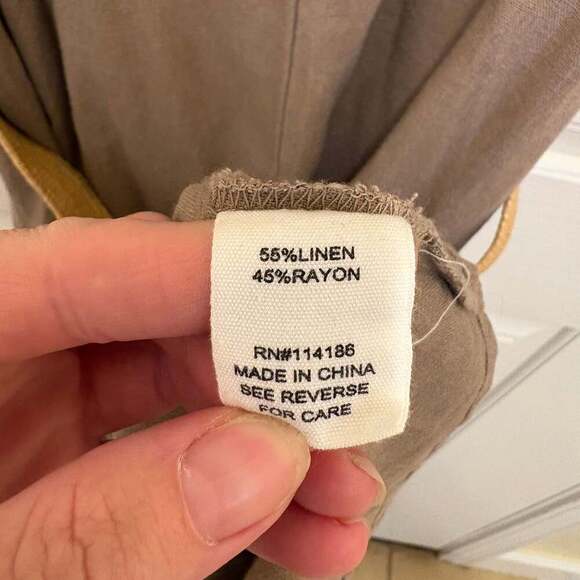 Adyson Parker Women's Linen Blend Tiered Ruffle Pockets Midi Dress Brown Size M - Picture 6 of 9